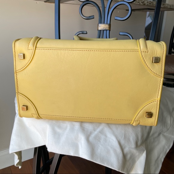 Celine mini luggage tote in smooth leather light yellow - Picture 11 of 15